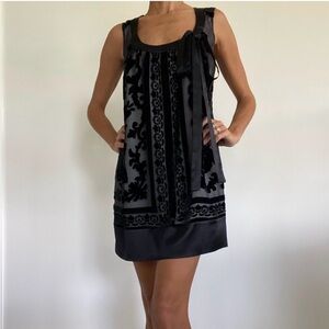 Hale Bob Black and Gray Patterned Mini Dress